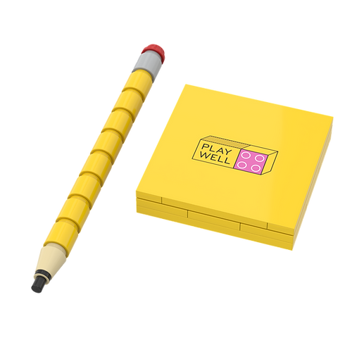 Buildable Notepad Buildable Notepad and Pencil- Custom Building Set – Playwell Bricks